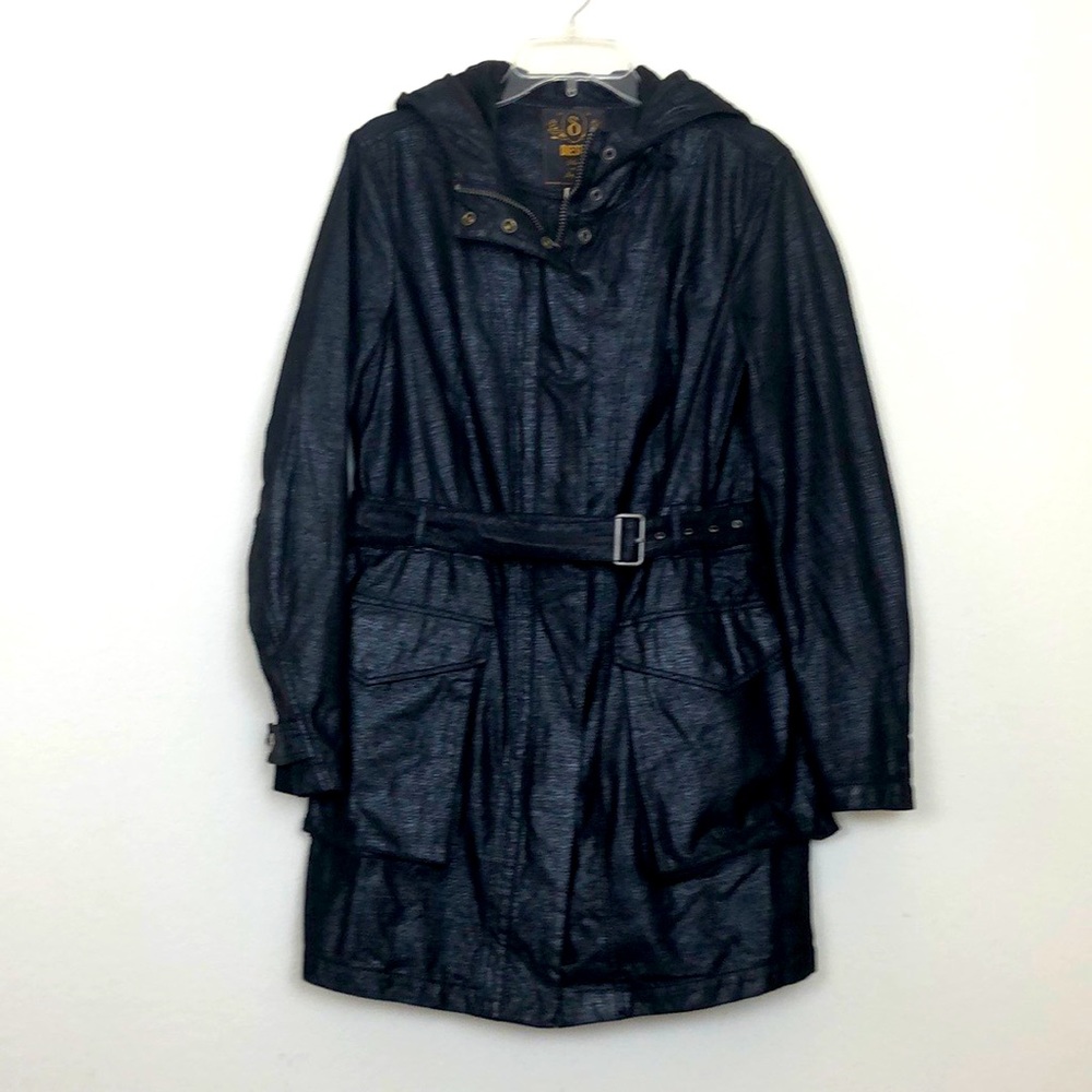 DIESEL Trench Utility Coat Mid Size Belted Black Size Small